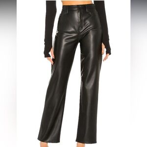 X REVOLVE Cassie Super High Straight Faux Leather Pant in Black